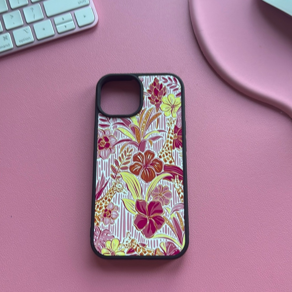 Tropical Floral & Giraffe iPhone 15 Case – Bold & Unique Design by CaseOn